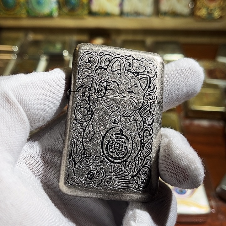 铜佐罗古银3代招财猫