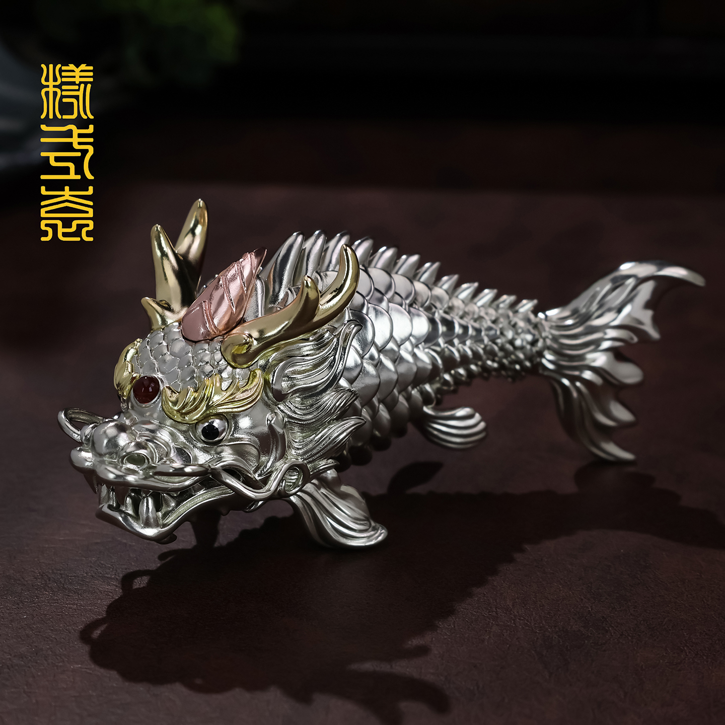 样式袁鱼化龙新款大号黄铜摆件多关节