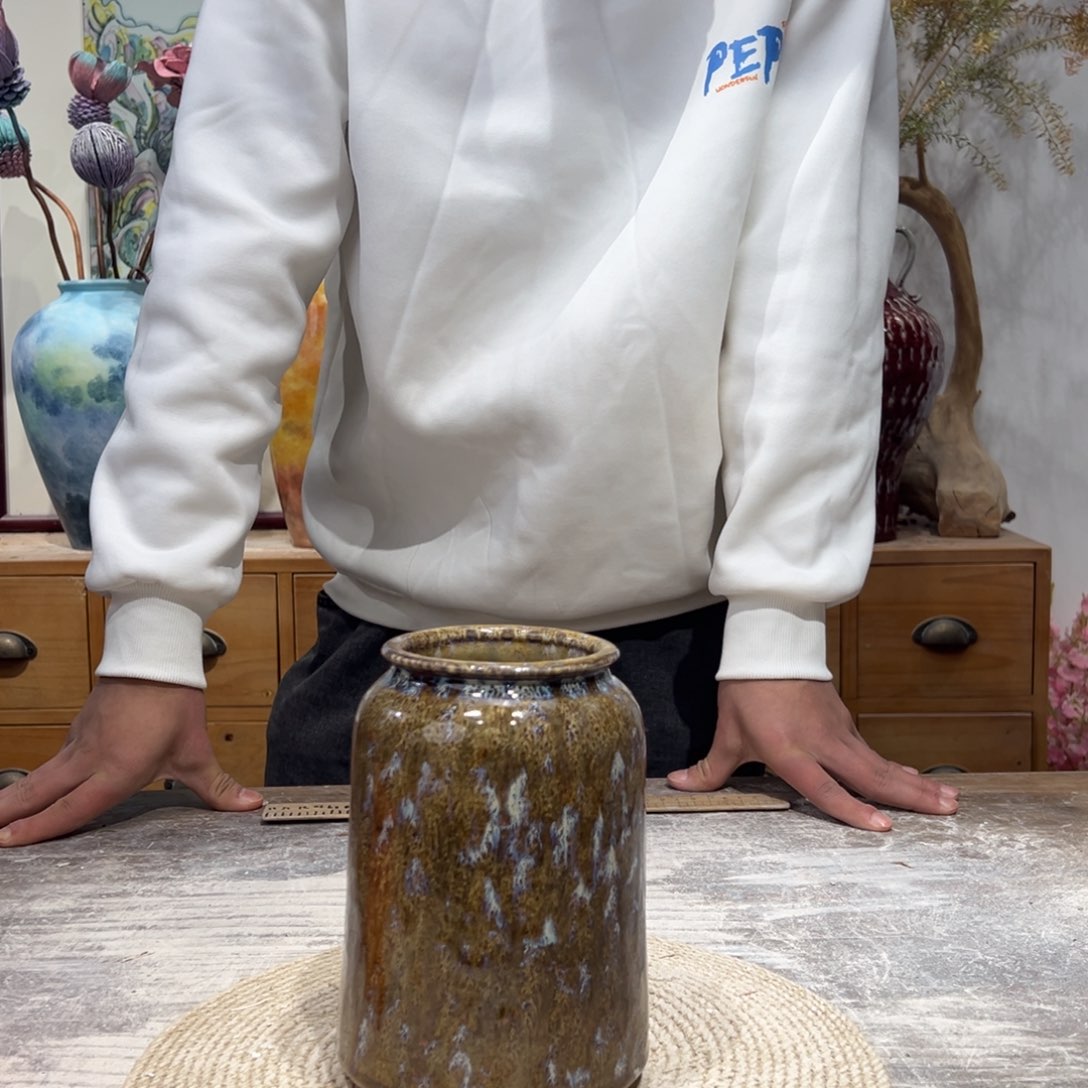 摆件陶瓷花瓶高17口7