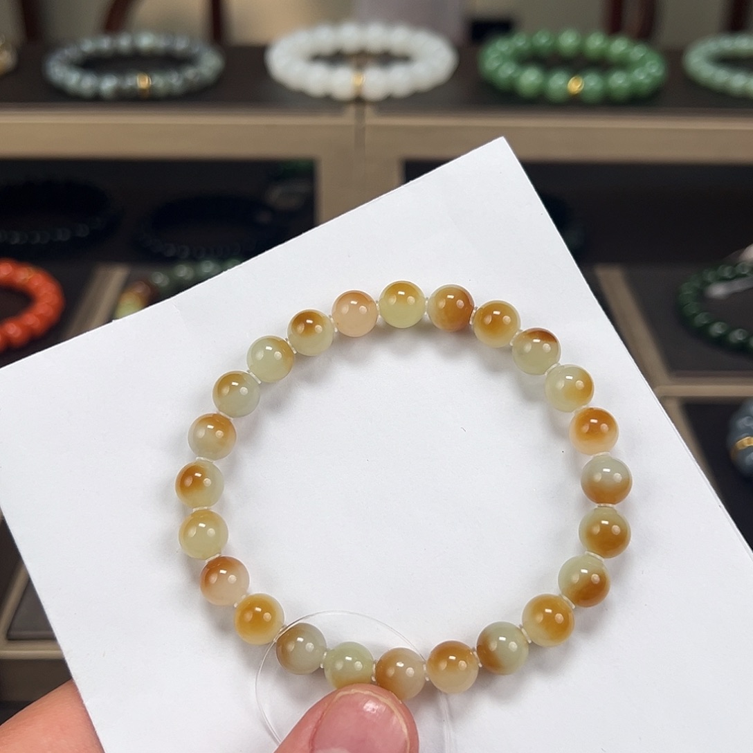 和田玉未镶嵌手链卡8mm糖白