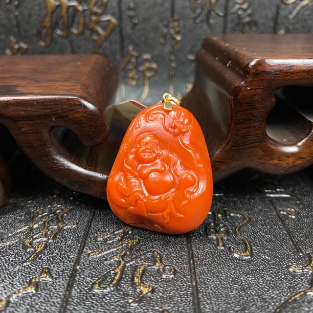 保山原矿南红弥勒佛吊坠