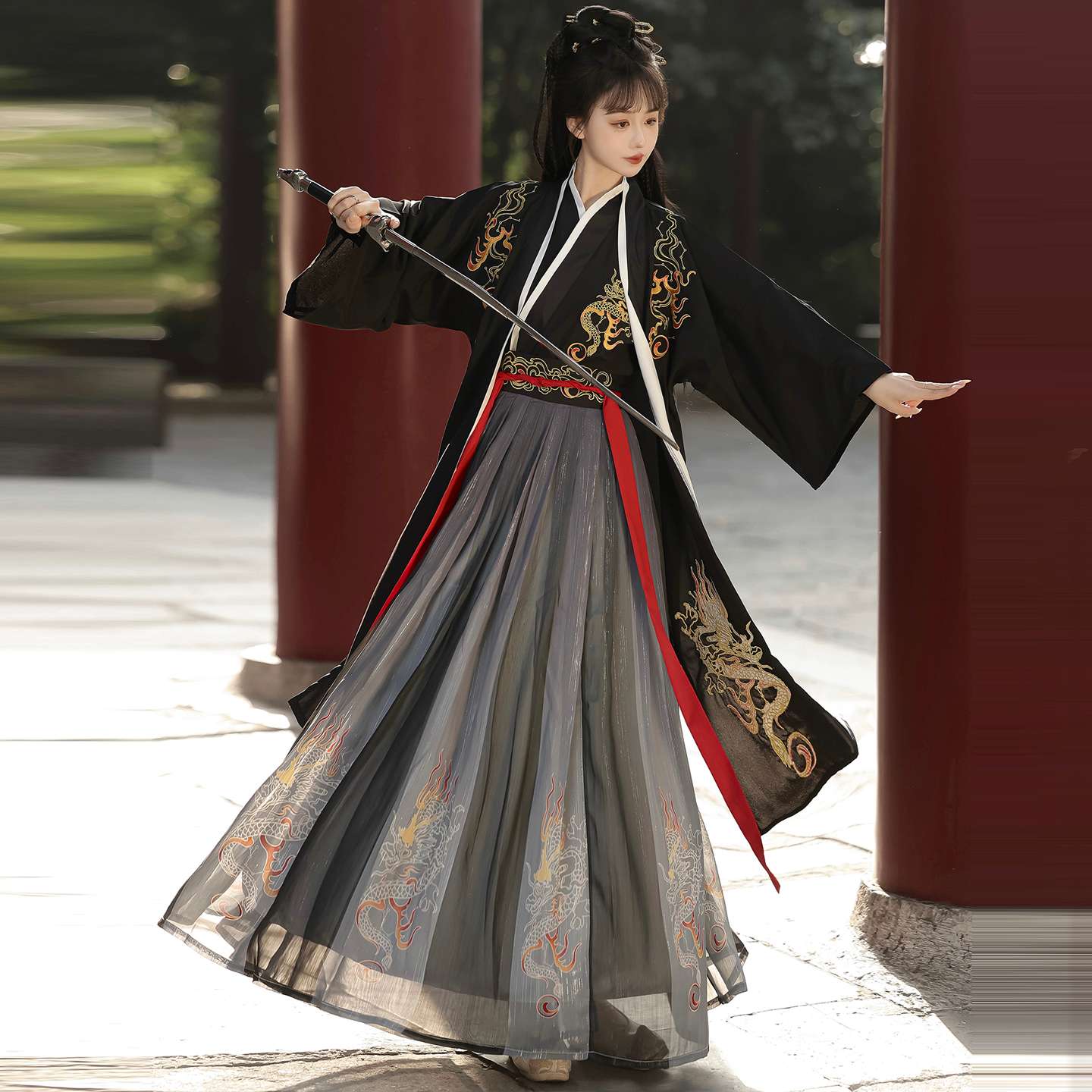 倾国倾城灵泽原创古装汉服女齐腰襦裙日常男女同款学生武侠装