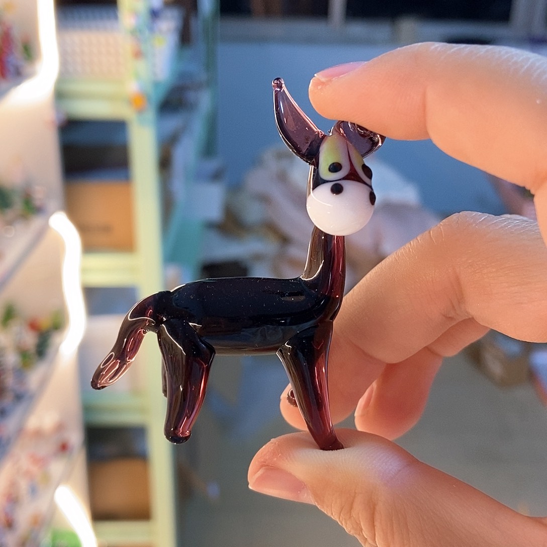琉璃手工艺品驴子紫色