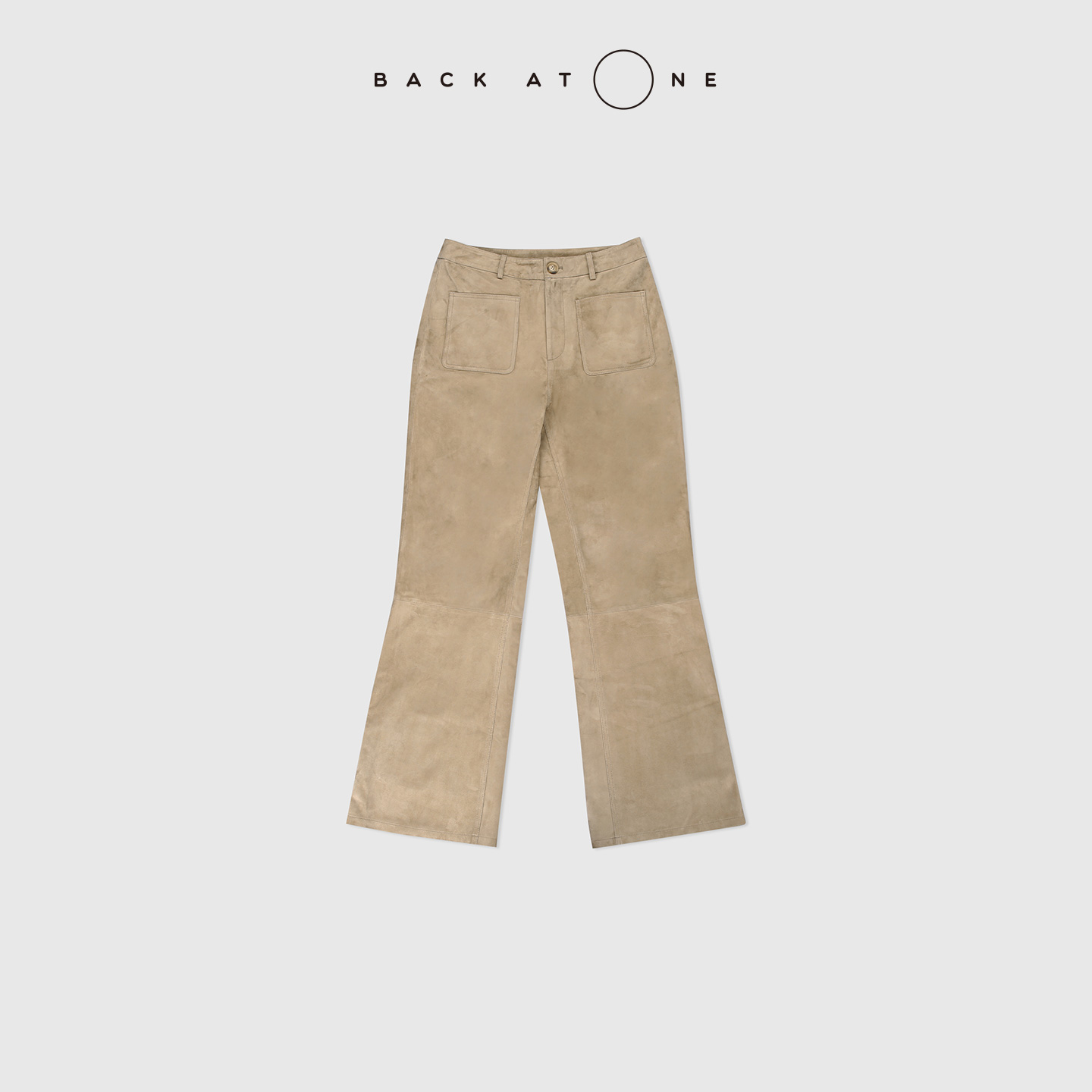 BACKATONE“慕斯灰调”进口绒面羊皮宽松慕斯灰长裤 BFF-2FI358E-K