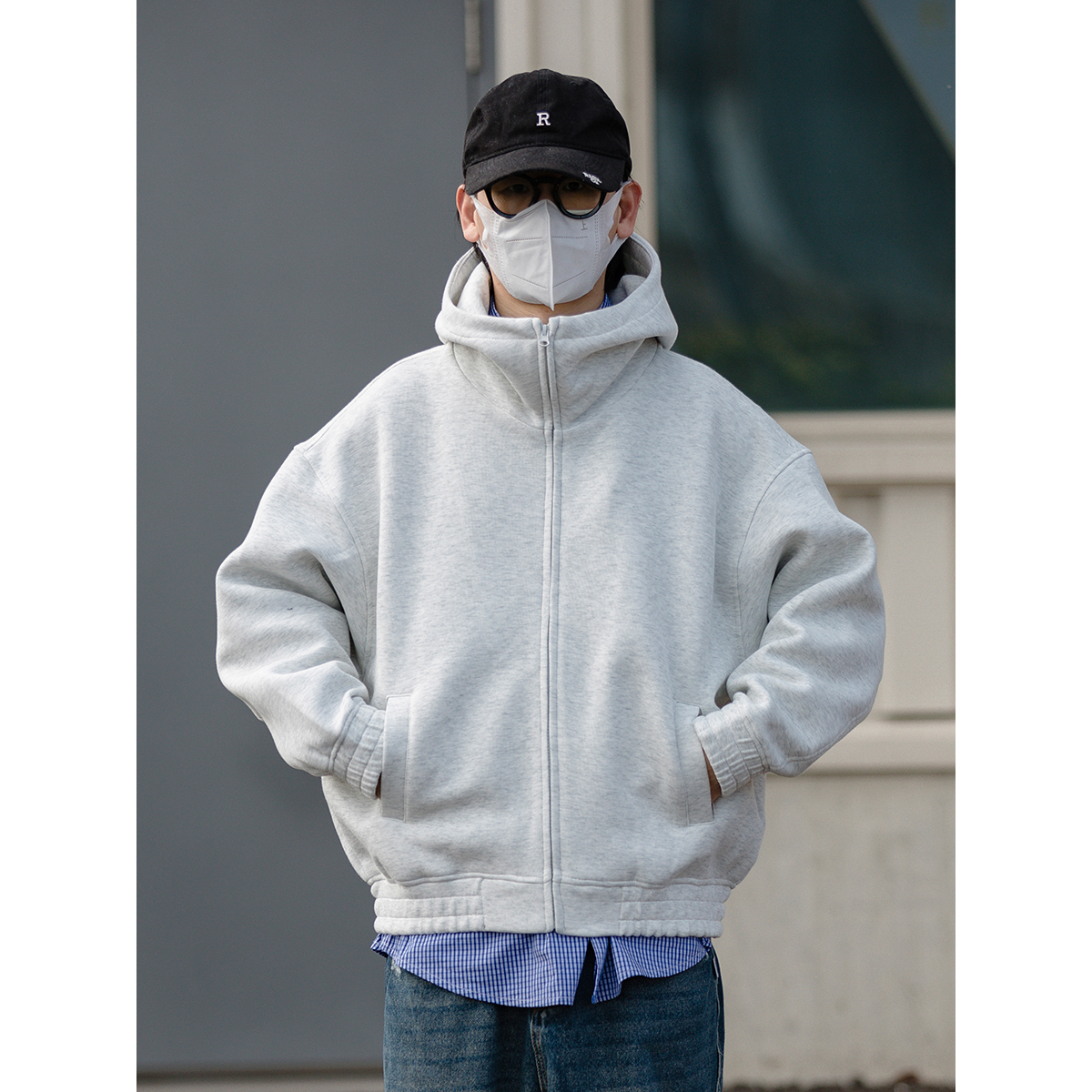 春季新款宽松日系简约开衫港风潮流情侣青少年卫衣外套 LF24332