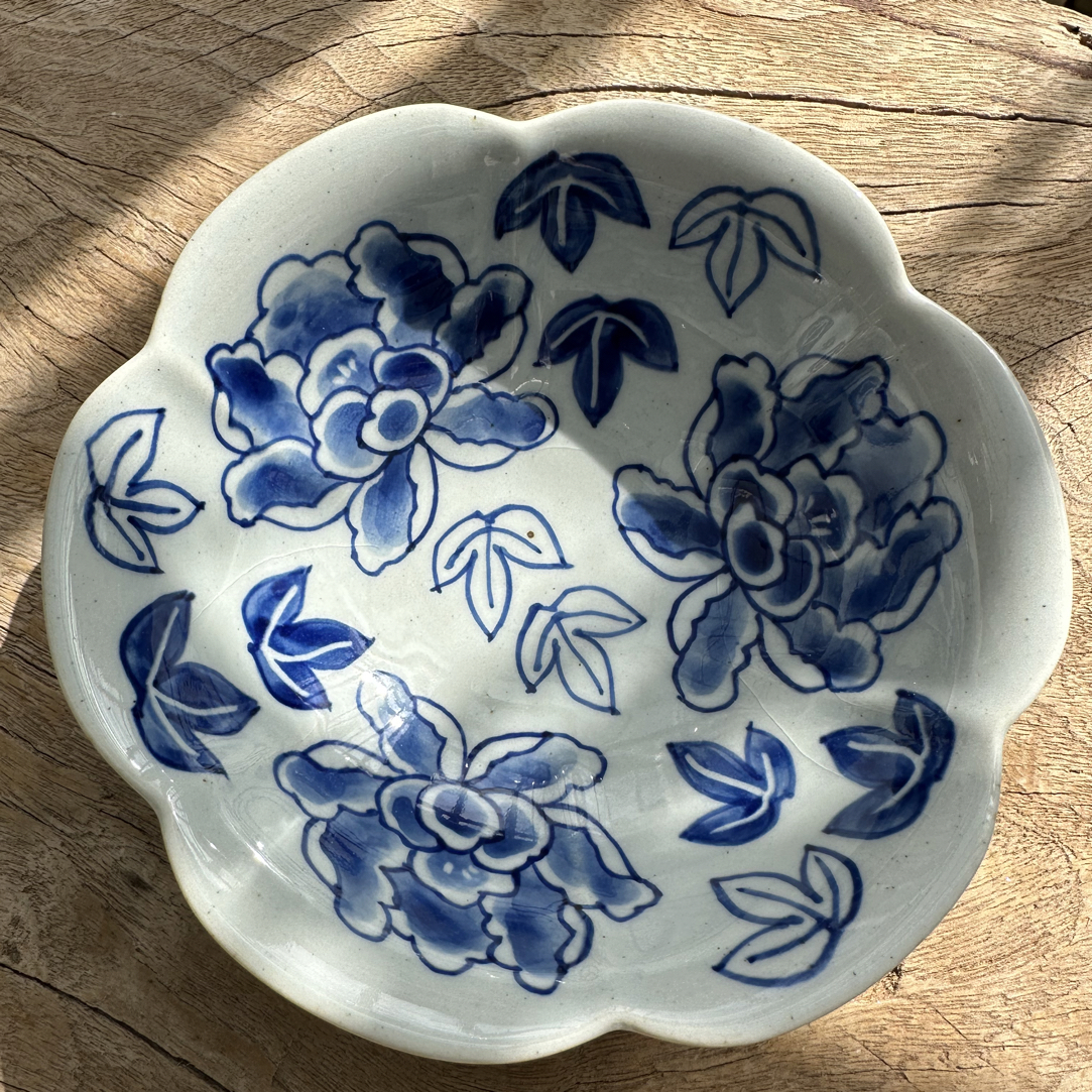 【近山古美】牡丹花口碗手工手绘釉下彩高温瓷