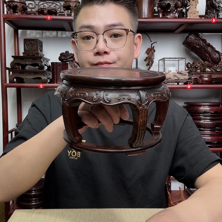 大红酸枝工艺品底座