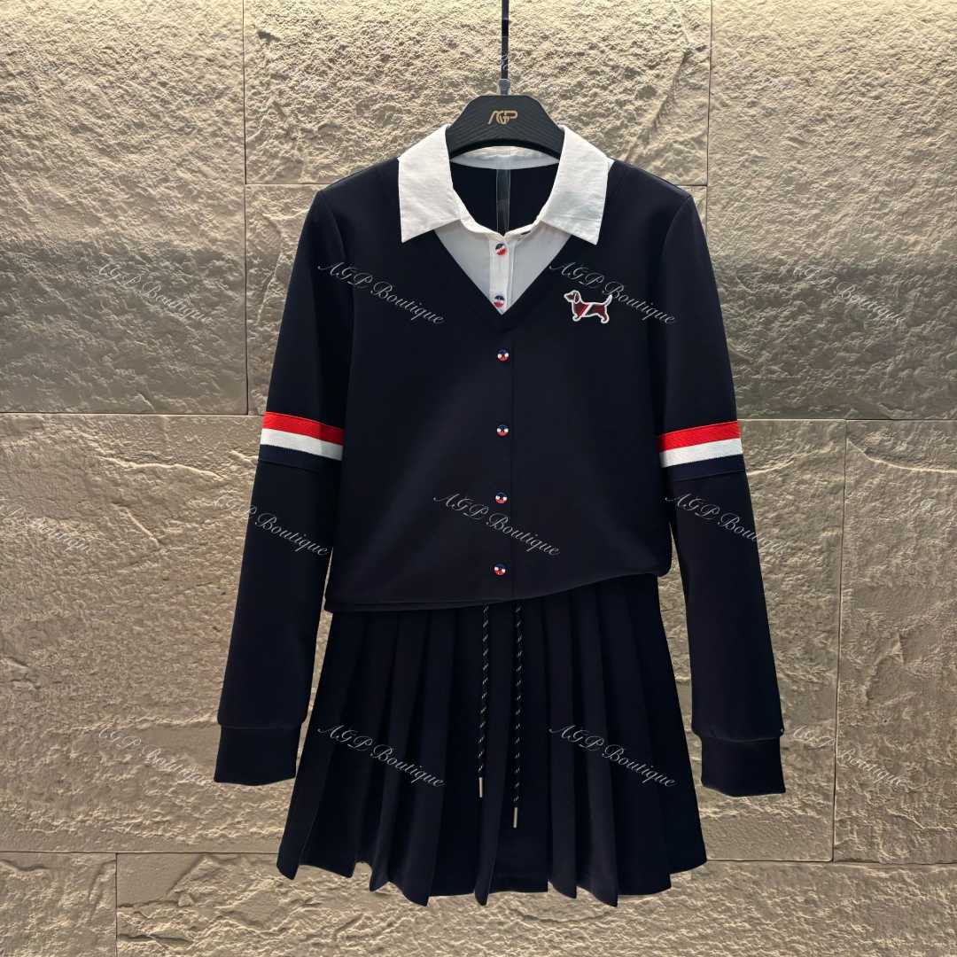 AGP-T16设计师款|<秋款系列>宽松版秋季长袖短裙休闲小翻领