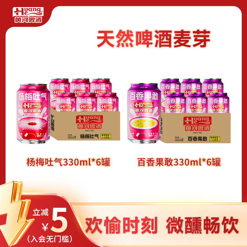 黄河啤酒果味啤易拉罐啤酒≥3.3Vol麦汁10°P到手12罐*330ml