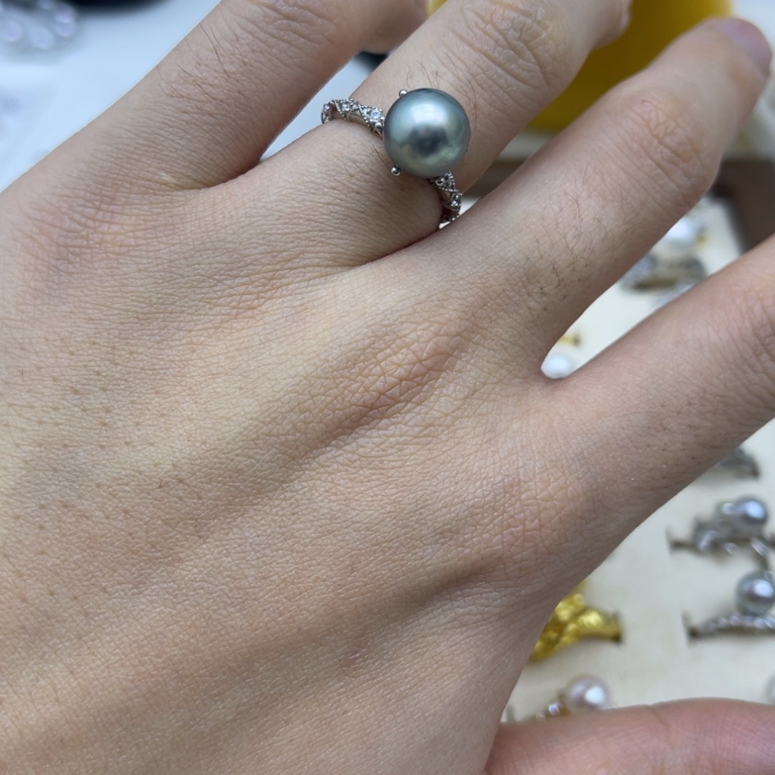 银S925镶嵌海水珍珠戒圈