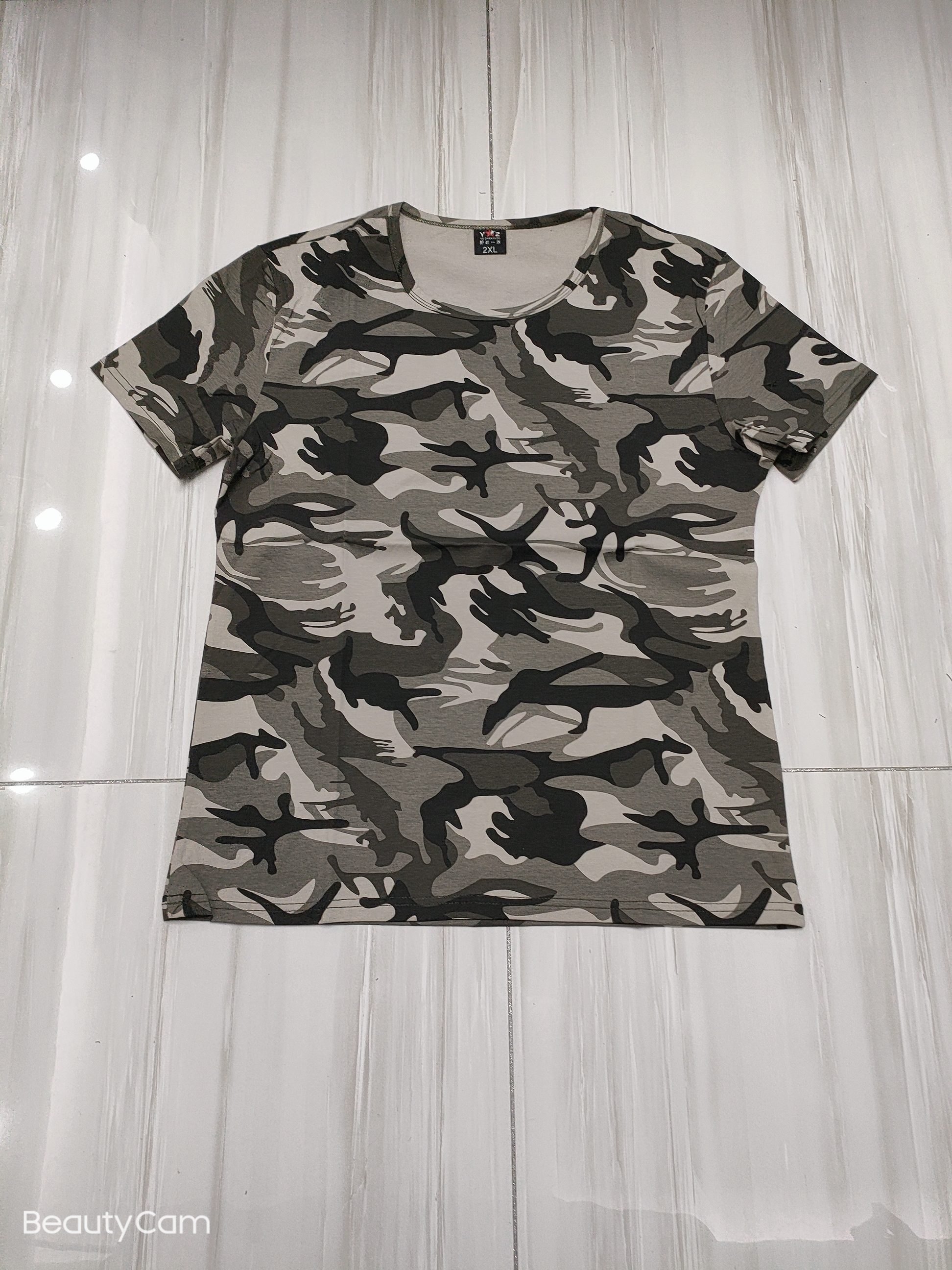 迷彩夏季薄款短袖上班圆领T恤户外男装时尚男款百搭扎染男士印花