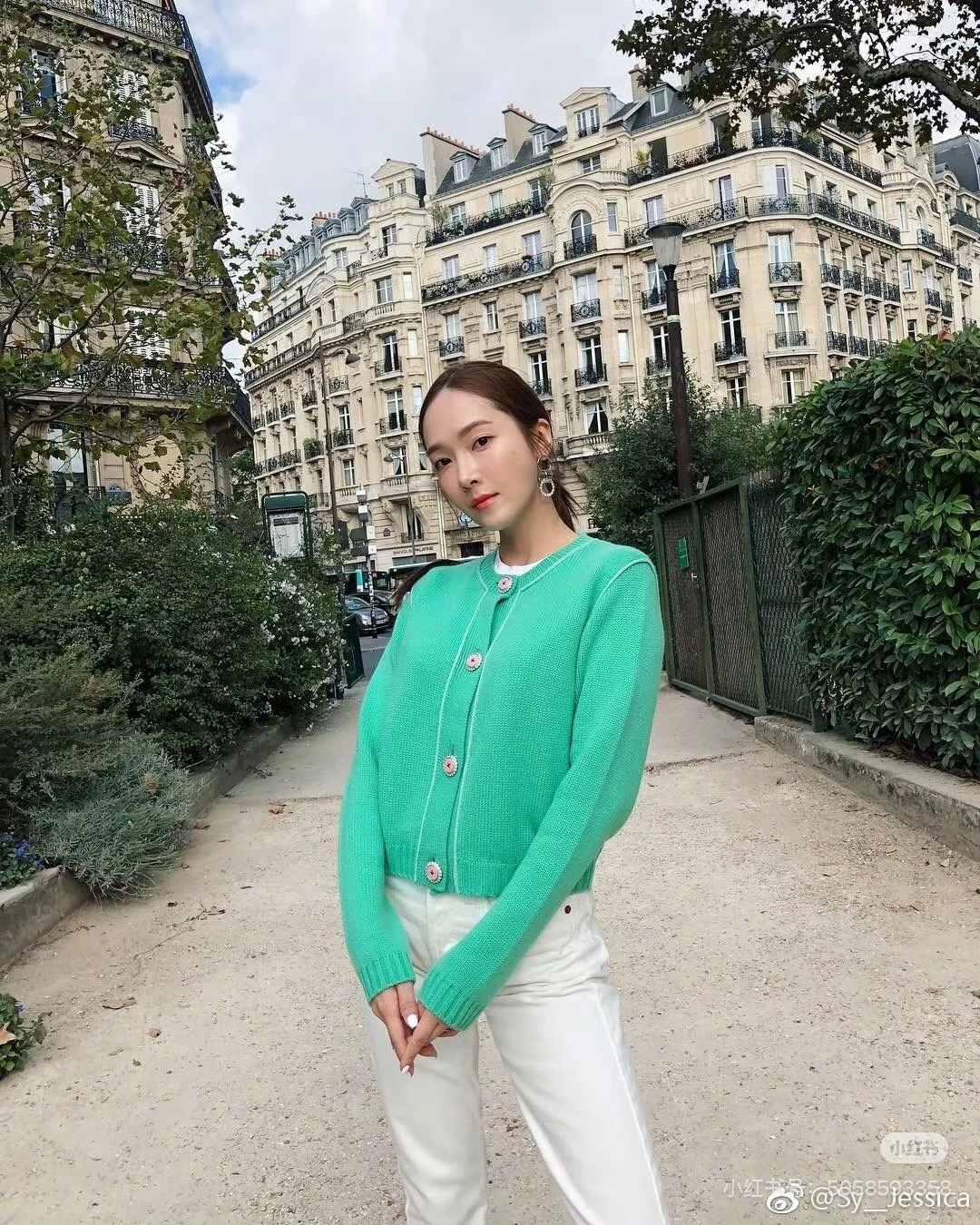 95新 MIU MIU/缪缪 pp1445  山羊绒 绿色针织开衫 40码