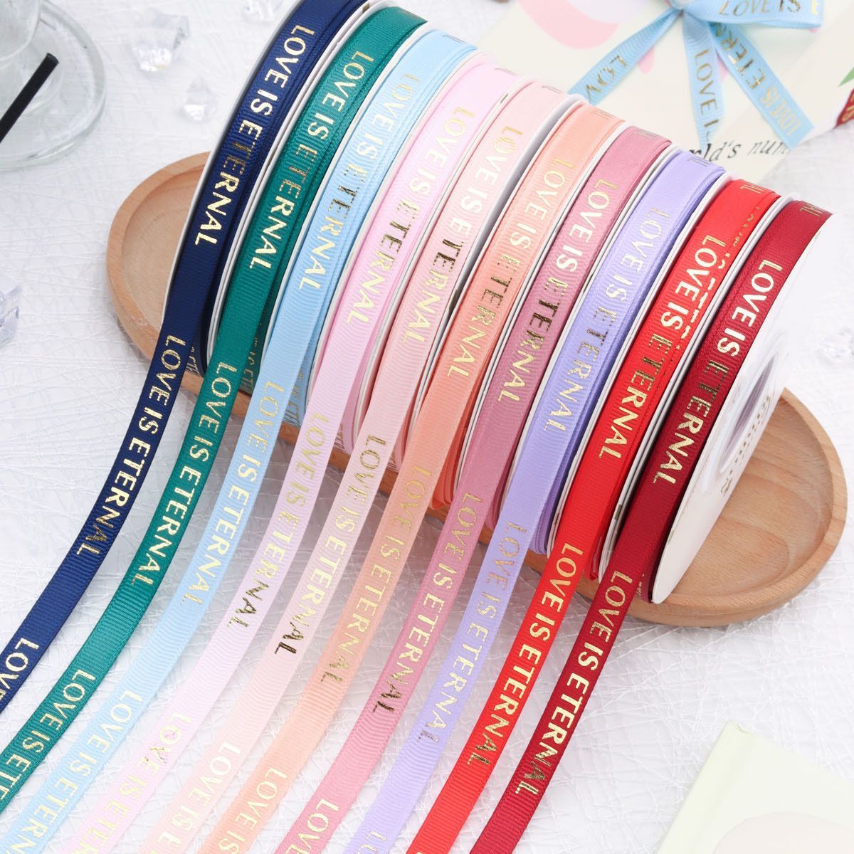 【九日DIY】1厘米宽英文字母烫金螺纹丝带礼品鲜花包装缎带装饰diy