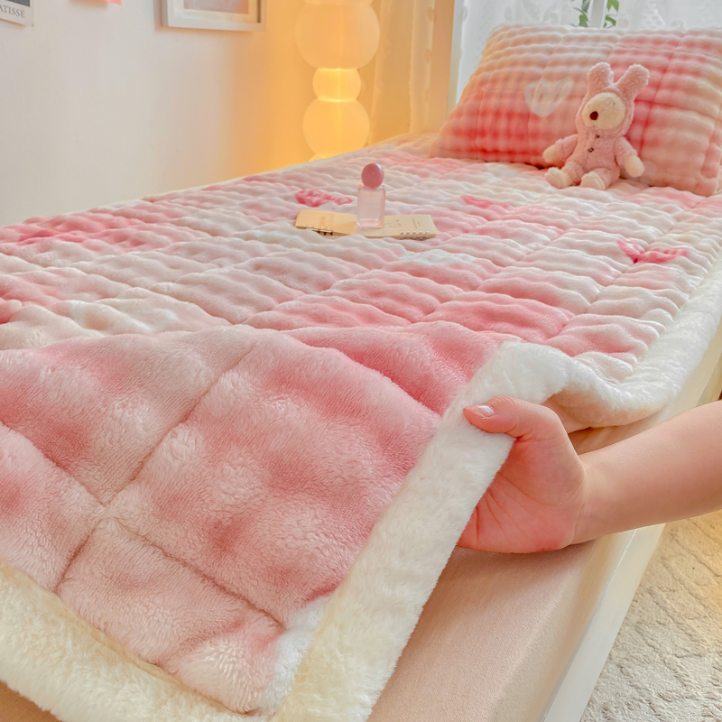 新款泡泡兔牛奶绒床垫三件套软垫宿舍学生单人铺垫被冬季加绒
