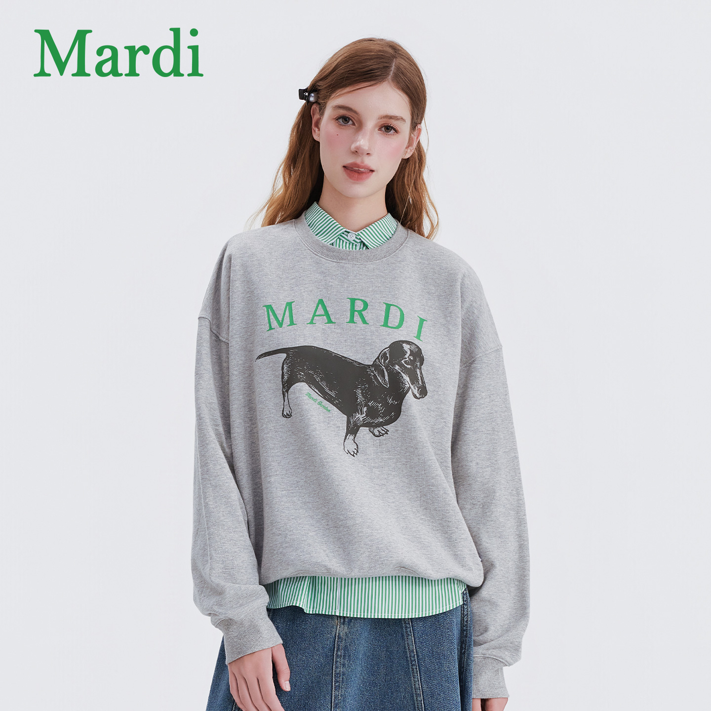 Mardi腊肠狗圆领印花休闲卫衣宽松显瘦韩系上衣MWY2542421