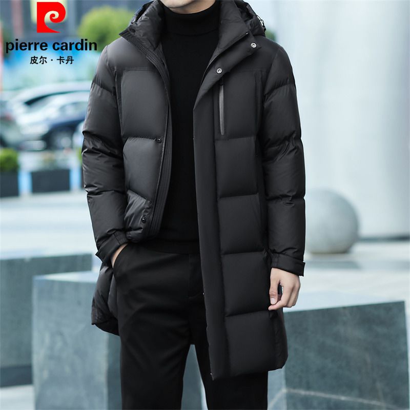 皮尔卡丹羽绒服男士中长款加厚冬季新款休闲白鸭绒高档保暖男外套