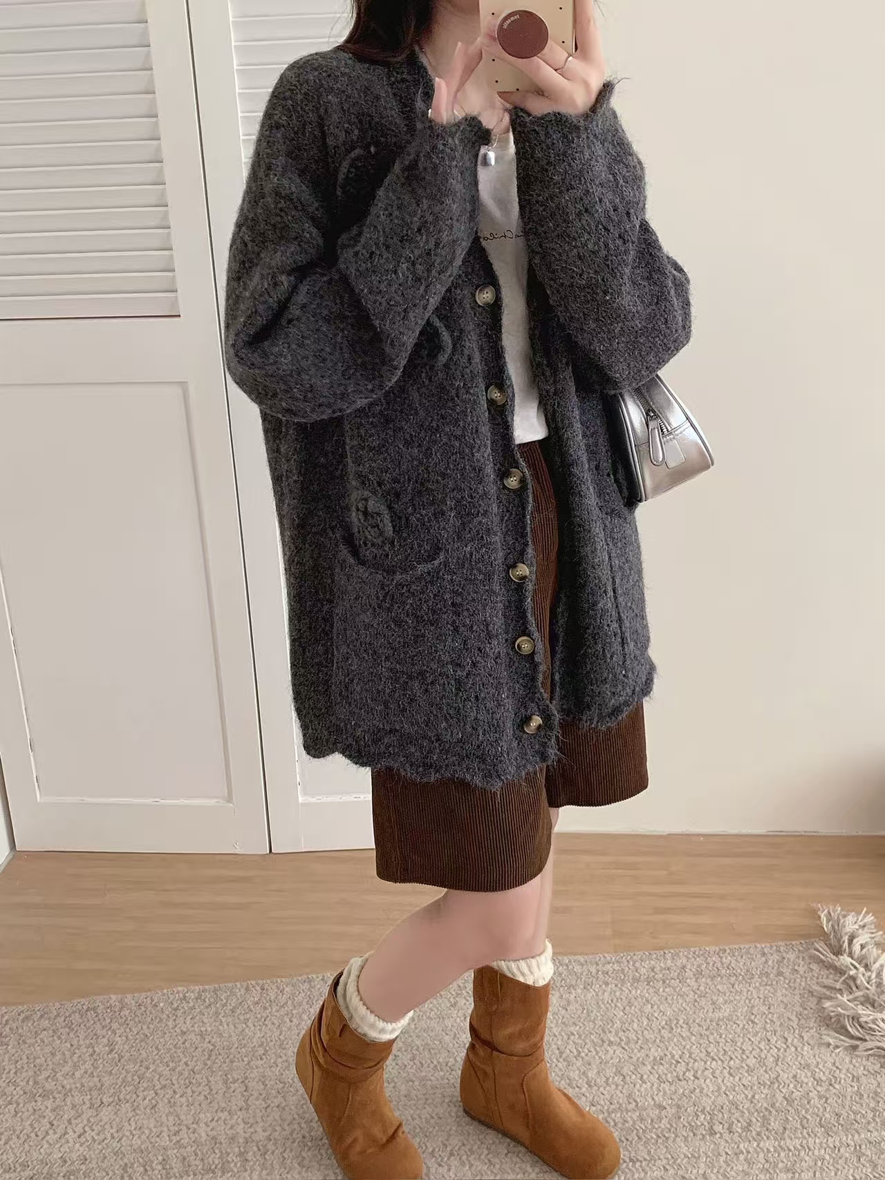 CCJ#8877#立体花针织毛衣开衫 FL