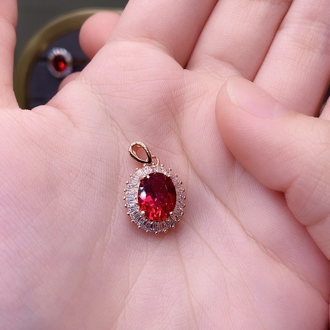 吊坠(赠链)银S925镶嵌红宝石