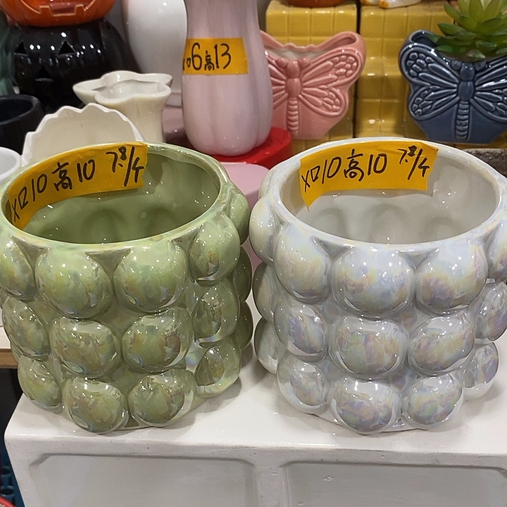 摆件陶陶盆有孔 瑕疵针孔漏釉介意勿拍外口 10外高10