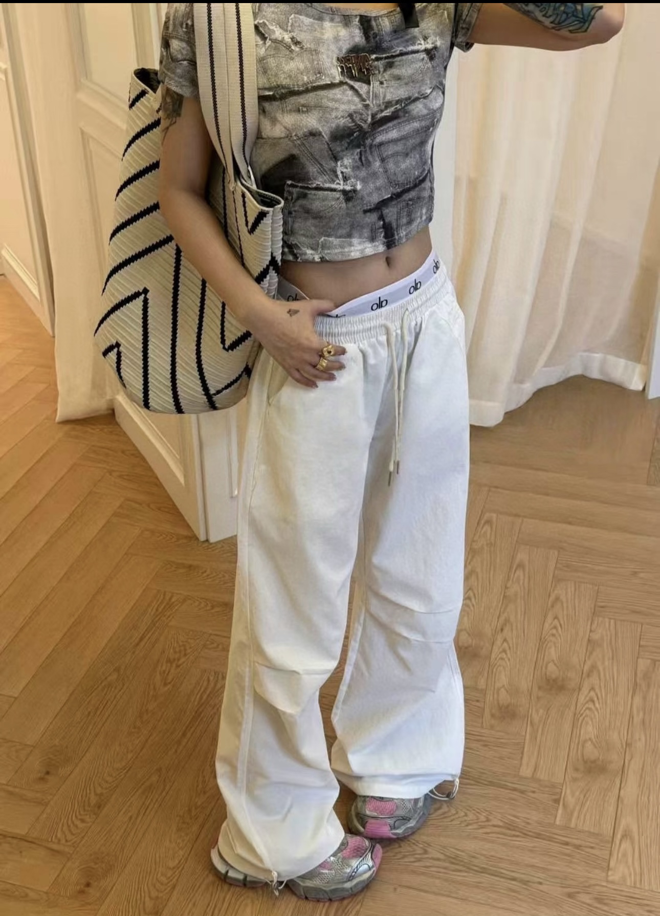 阔腿裤微弹力夏季工装裤休闲裤百搭休闲运动宽松梭织卫裤夏款