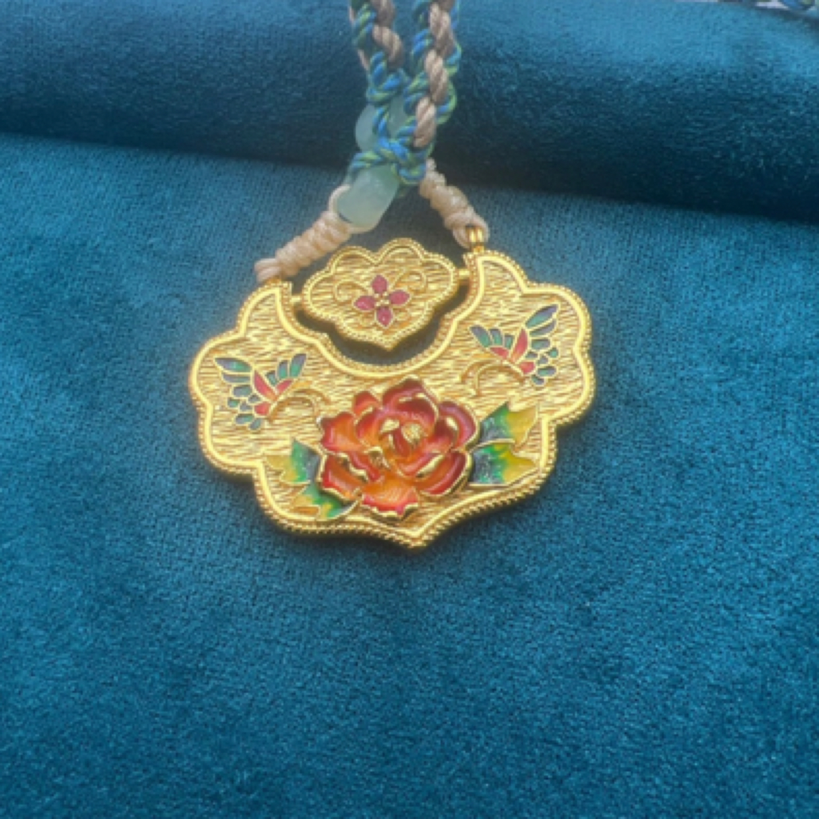 钨金吊坠 国风复古花开富贵如意吊坠