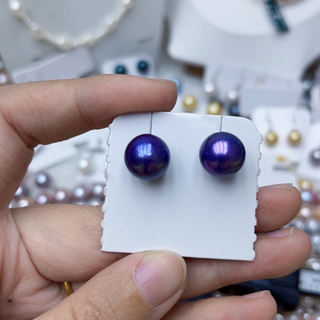 淡水珍珠耳饰银S925镶嵌