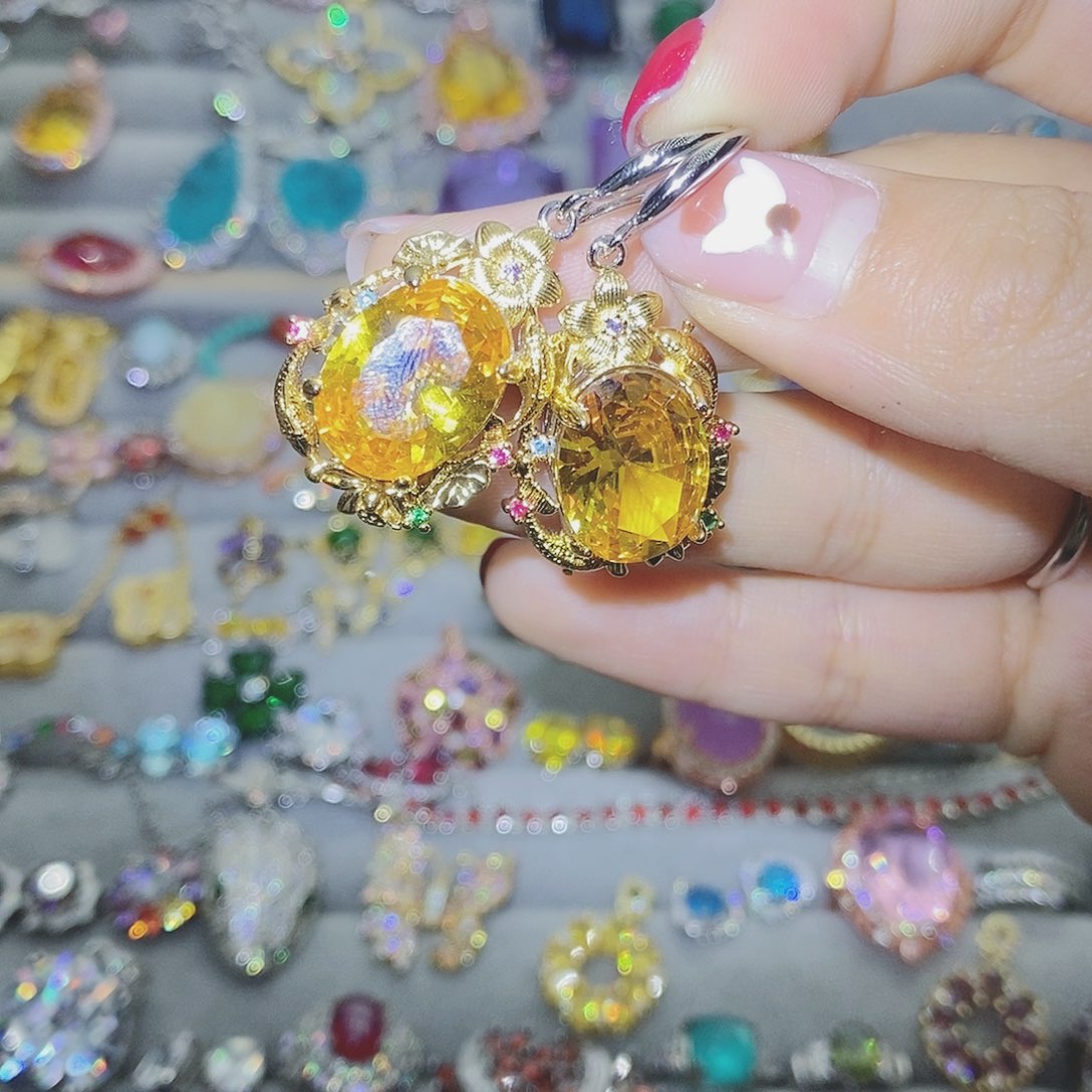 【闪购商品】托帕石耳饰银S925镶嵌