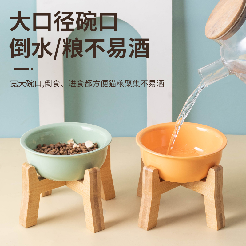 可爱防黑陶瓷宠物碗高脚防打翻陶瓷猫碗猫咪护颈碗狗粮碗水碗饭碗