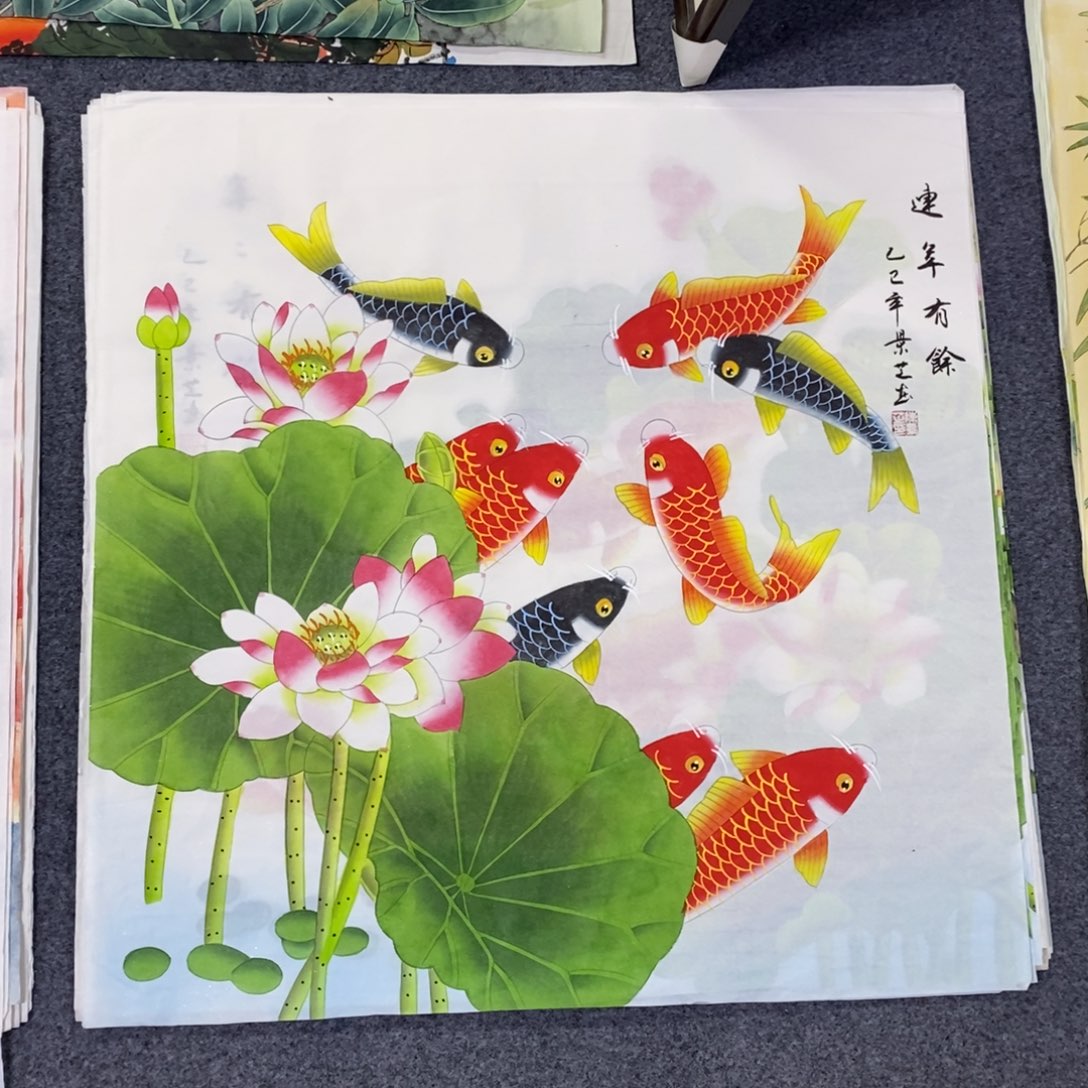 国画尺寸68✖️68工笔斗方手绘画