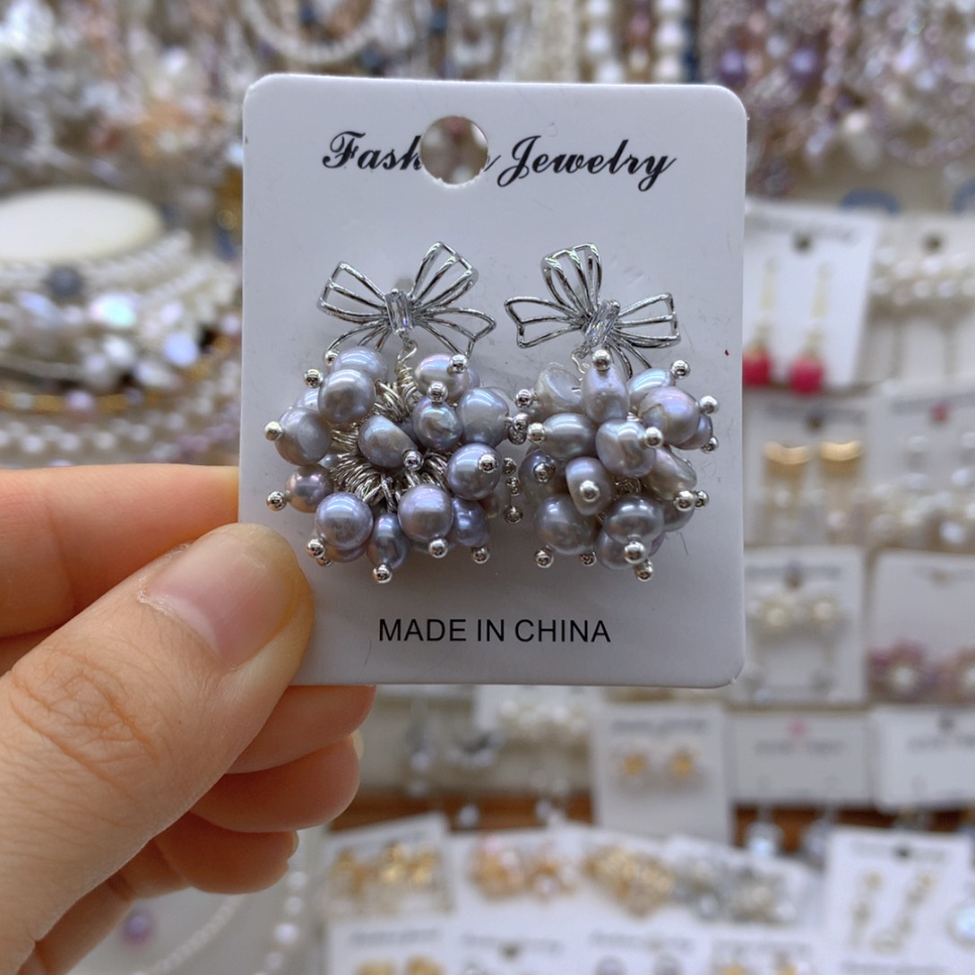 合金淡水珍珠耳饰