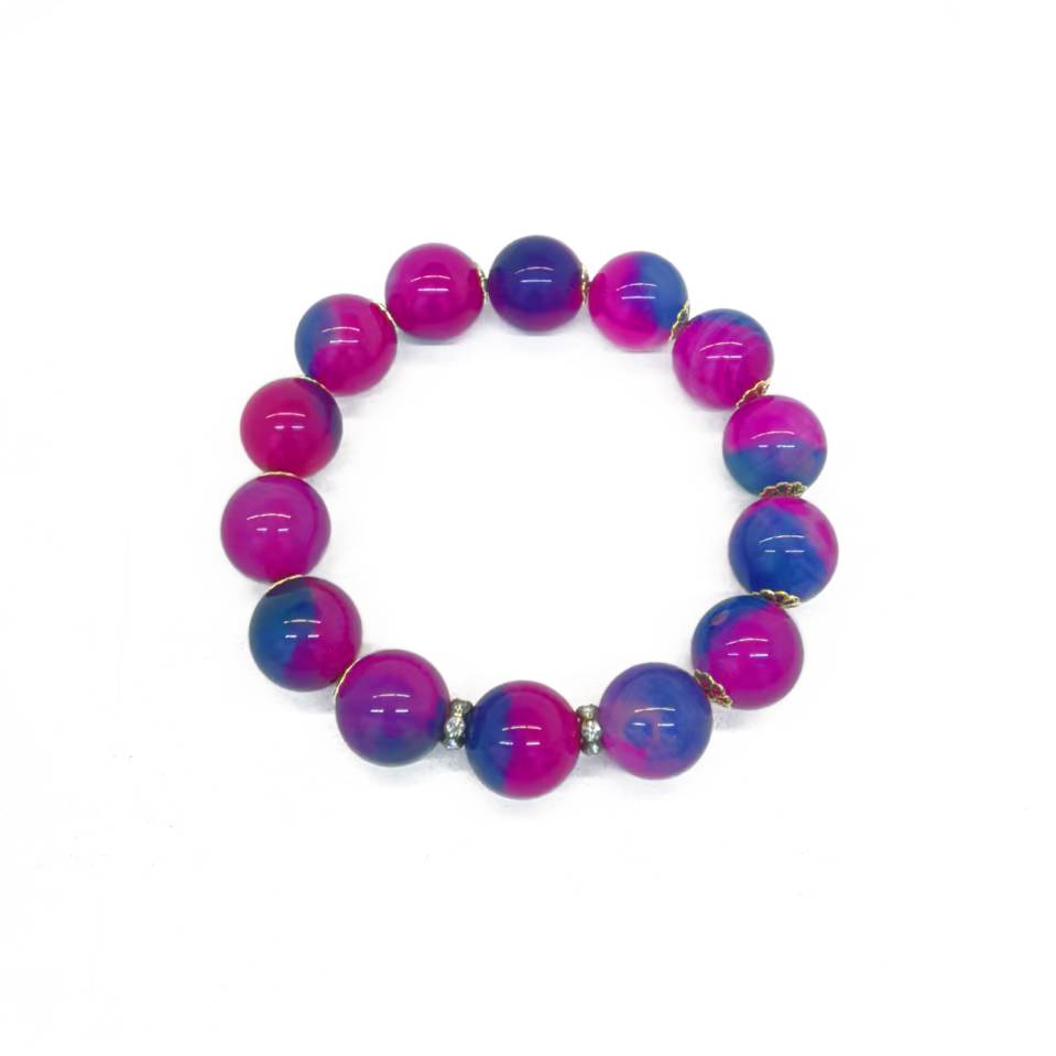 【邱总甄选】五彩斑斓玛瑙合金镶嵌手链多样性发其一【YBR123】