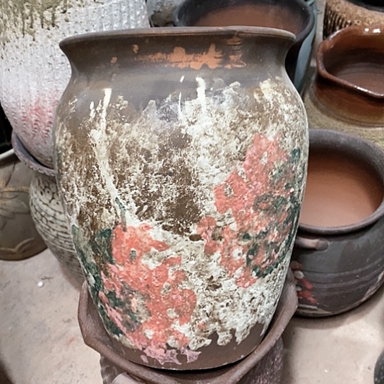 紫砂花盆口20高度28油画