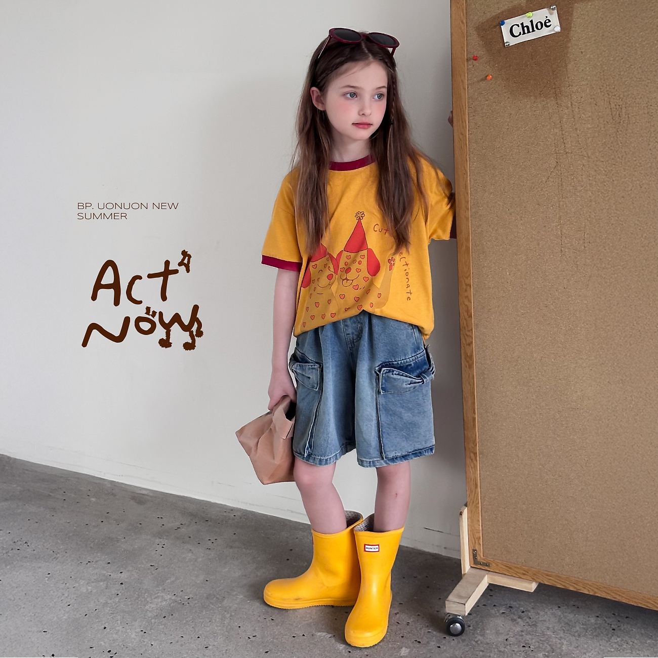 【爱心狗】蓝小爸童装女童撞色卡通T恤夏季新款洋气可爱短袖