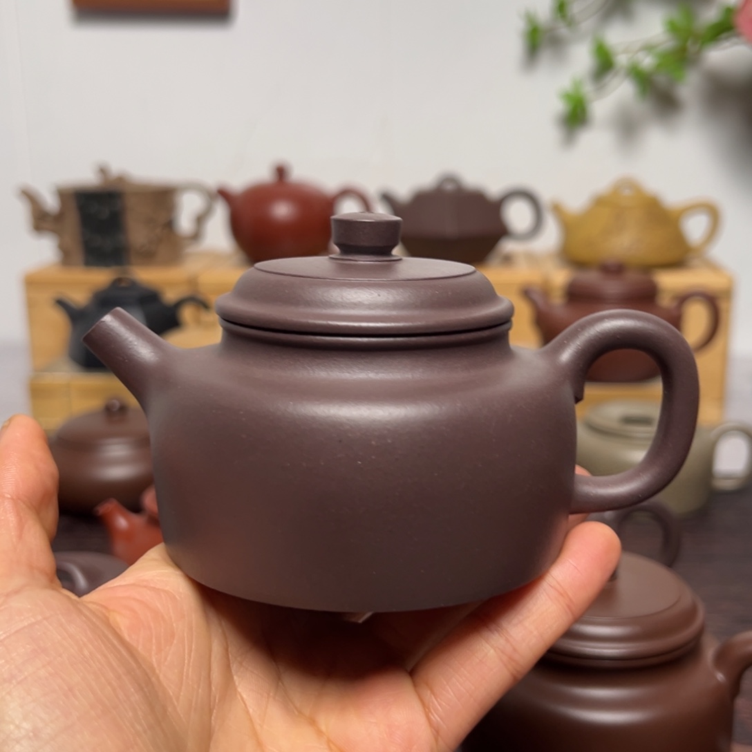 澄***岚紫砂茶壶160cc全手工天青泥