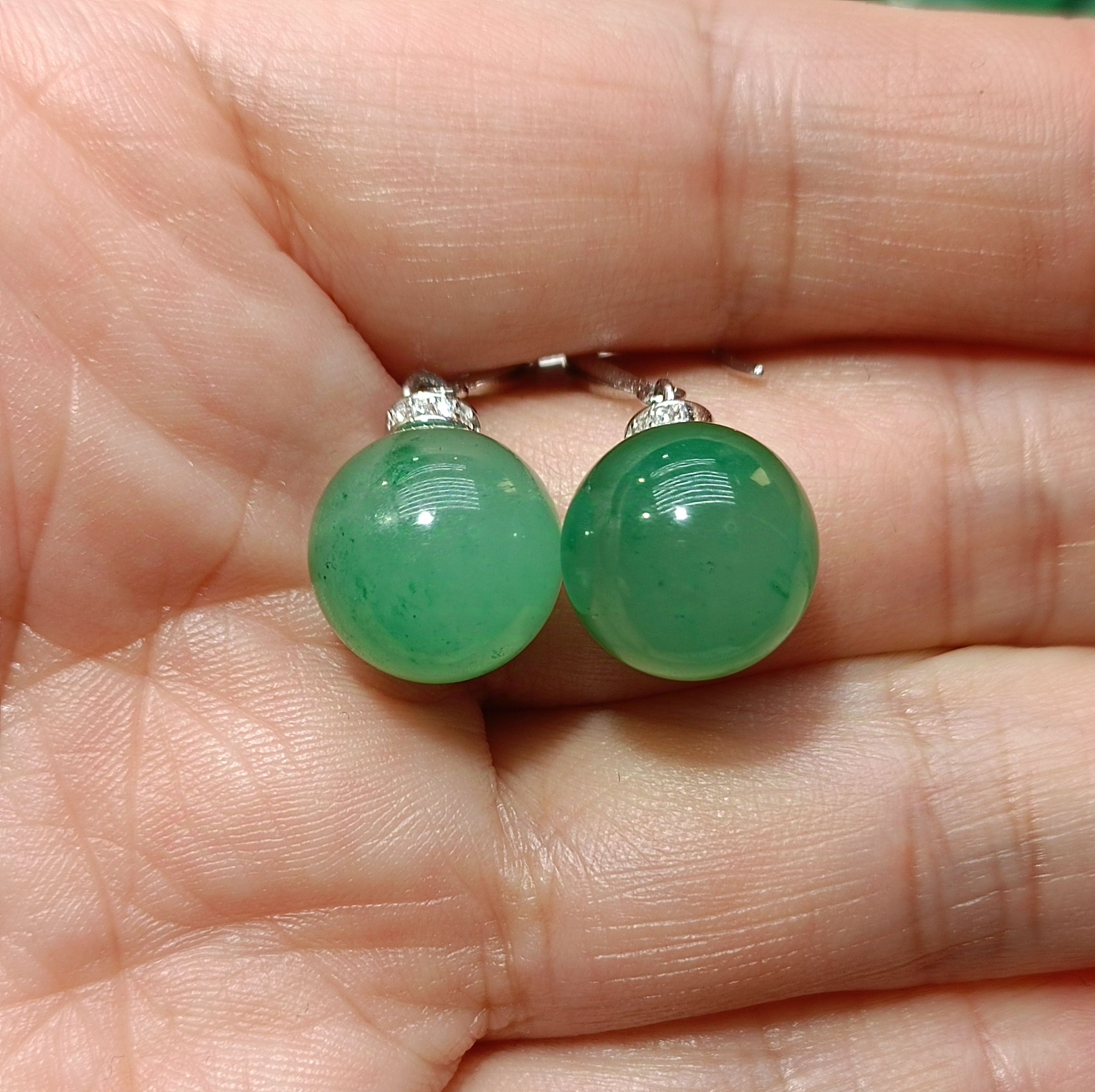 天然非洲翠耳坠，925银