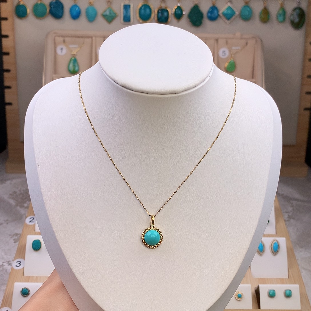 绿松石18K金镶嵌颈饰