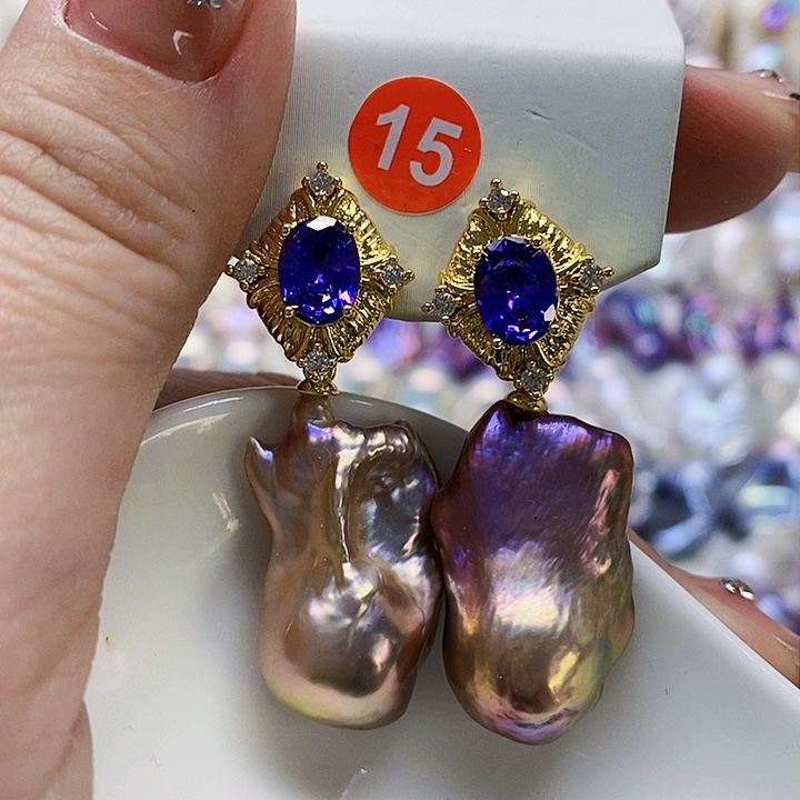 银S925镶嵌耳饰淡水珍珠