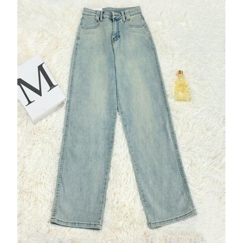 玲姐定制-高腰直筒怀旧休闲牛仔裤 可挽裤脚穿 330783