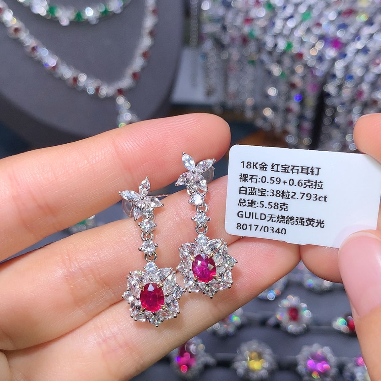 【闪购商品】红宝石耳坠18K金镶嵌