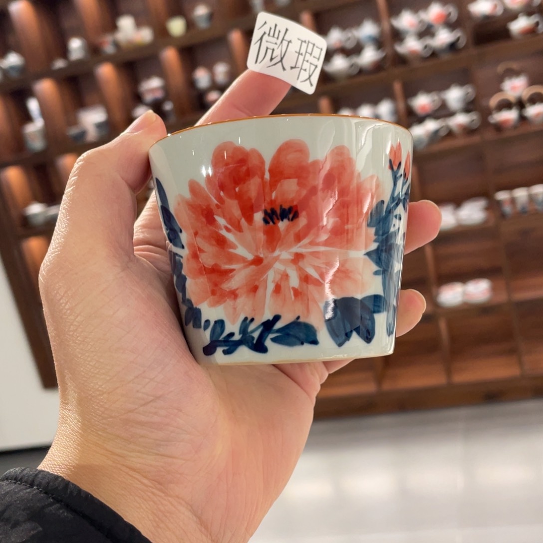 釉下手绘茶具微瑕