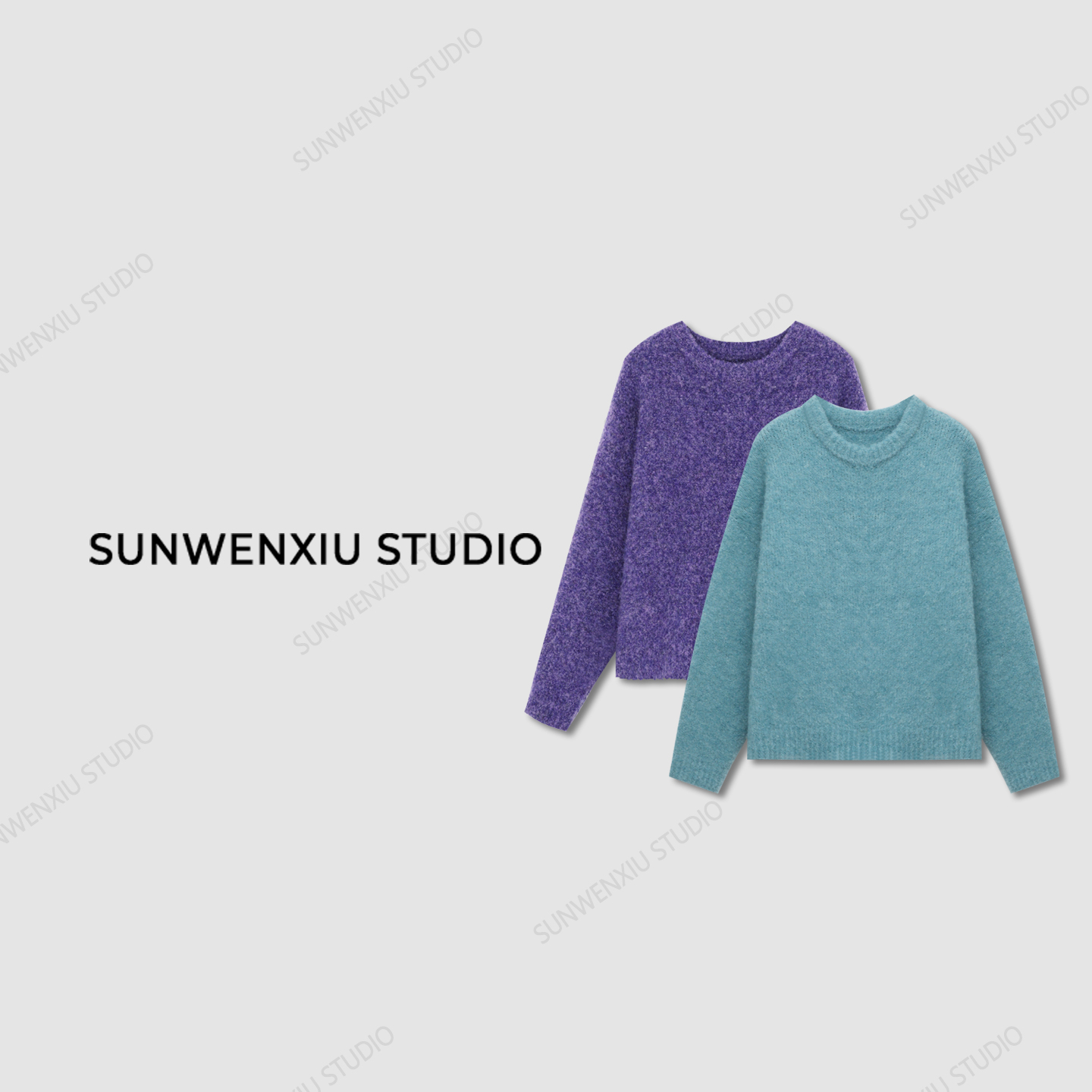 swx studio5店 “圣诞毛衣”超显白绝绝紫氛围感圆领套头花纱毛衣