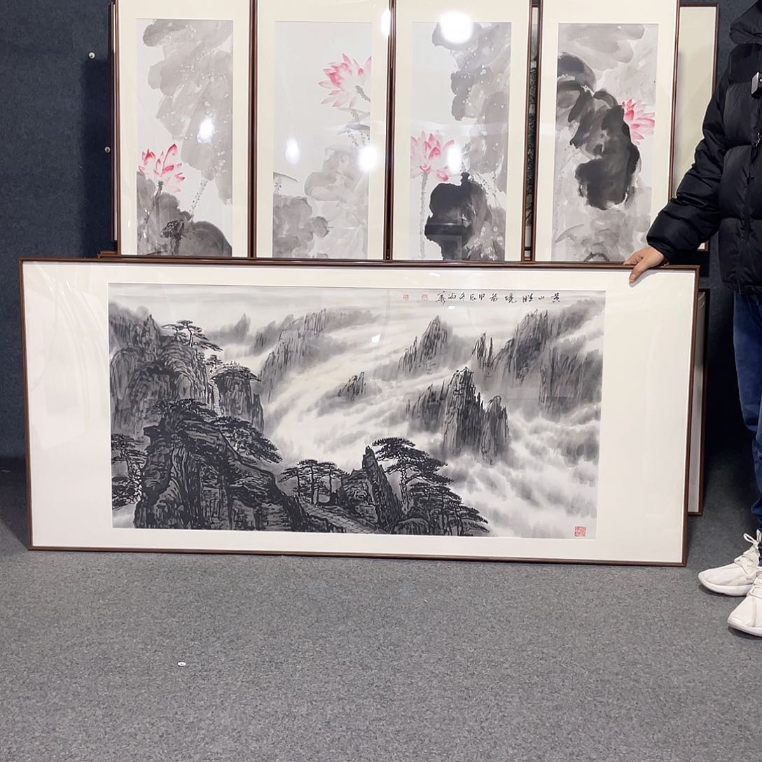 国画手绘画作品带框