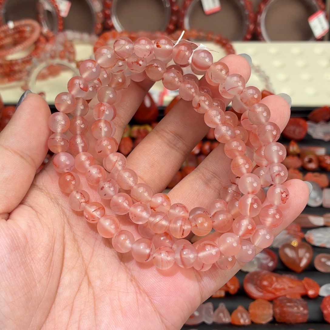 言***南红玛瑙未镶嵌颈饰7咪➕多圈手串