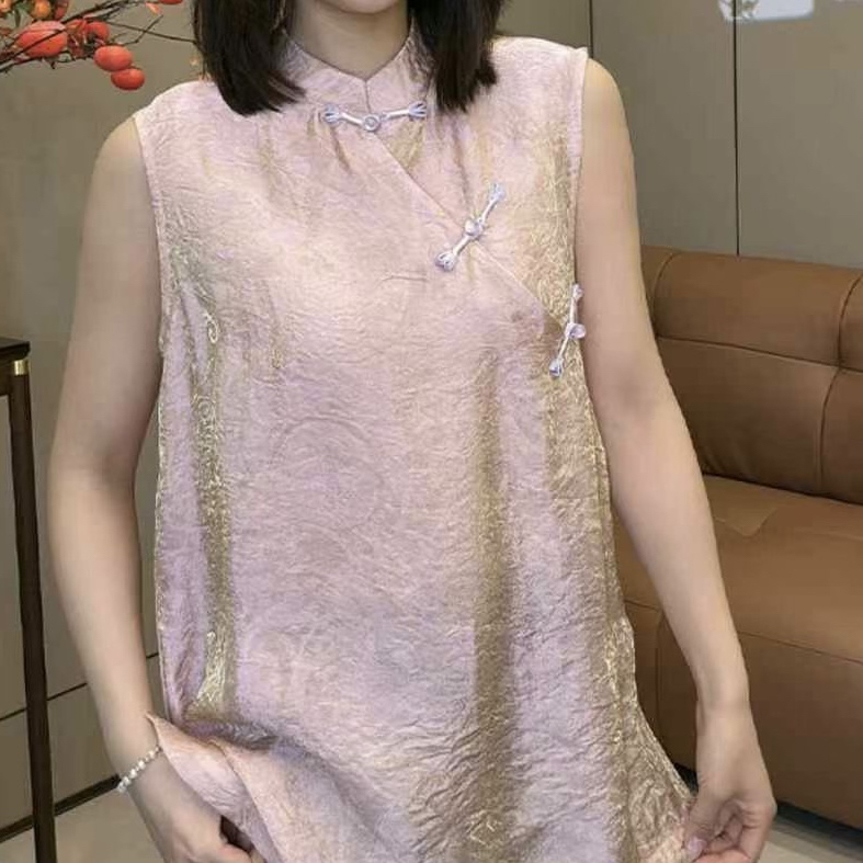 【淇淇】➕2025夏季小众设计中式国风无袖立领衫