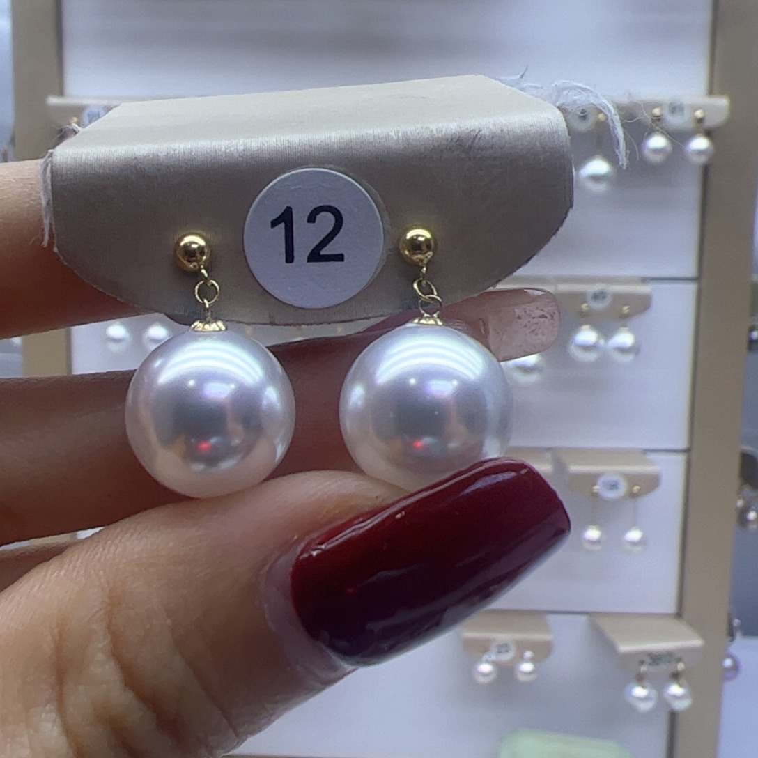 淡水珍珠耳饰18K金镶嵌