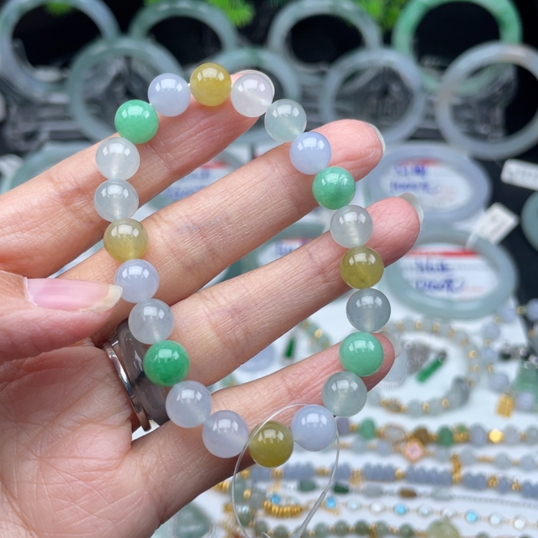 翡翠18K金镶嵌手串