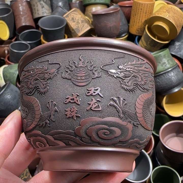 茶杯绿泥全手工紫砂