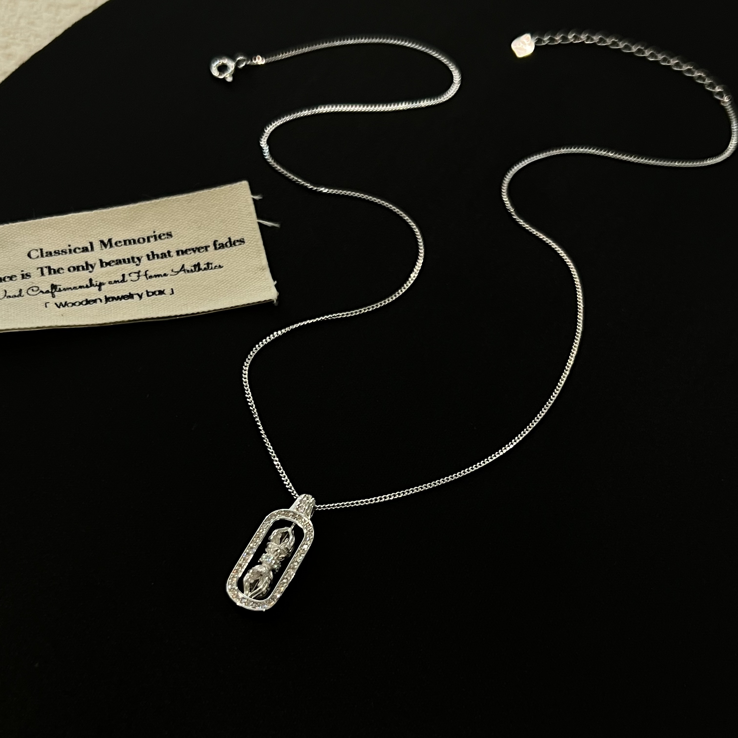 坠链均925银锆石 时尚百搭高级金刚杵锁骨链项链0150