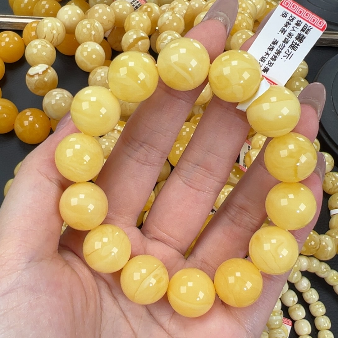 琥珀未镶嵌手链28.7黄白蜡