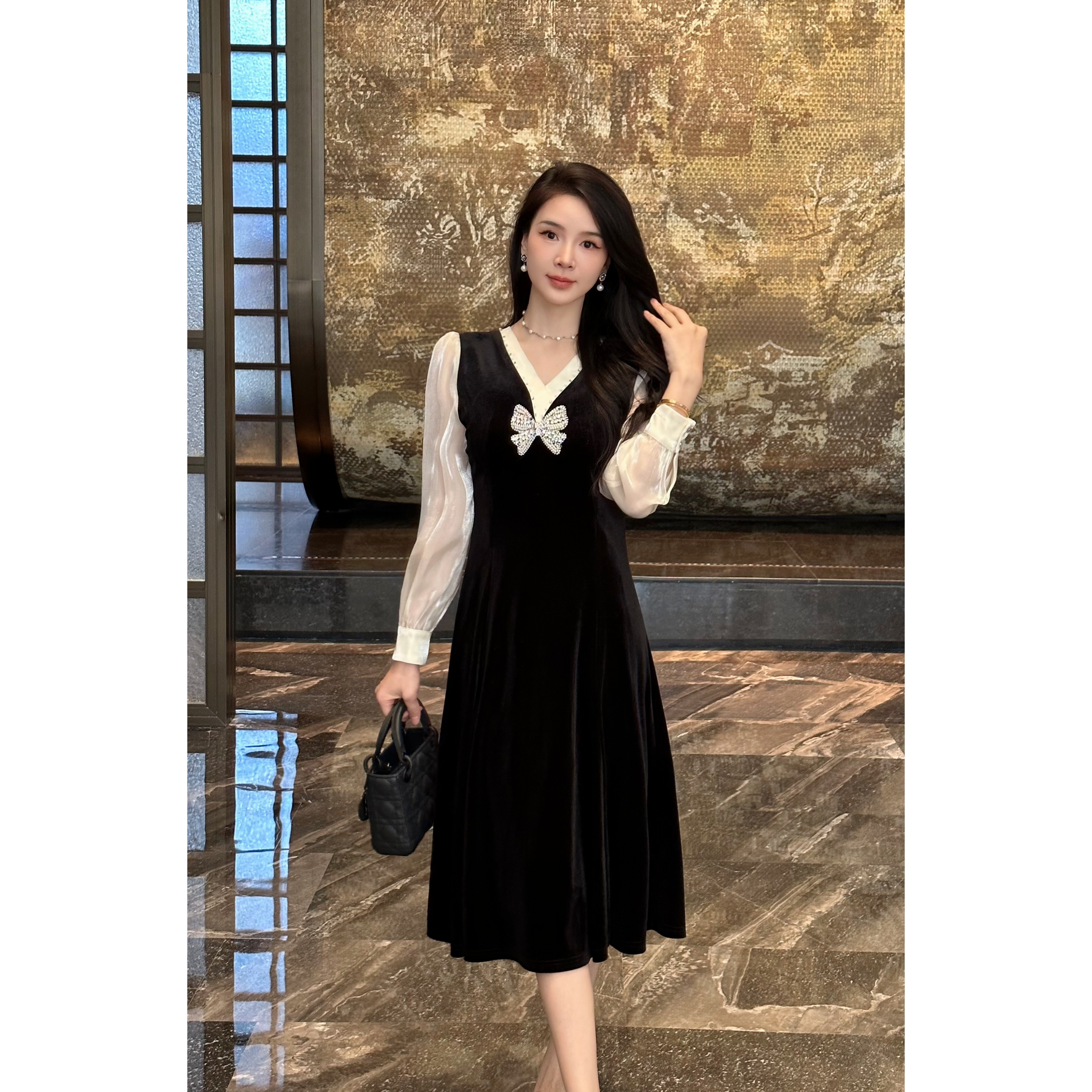 YUANBAO【菲麓·Feilou】秋冬款法式轻奢优雅百搭老钱风女装连衣裙